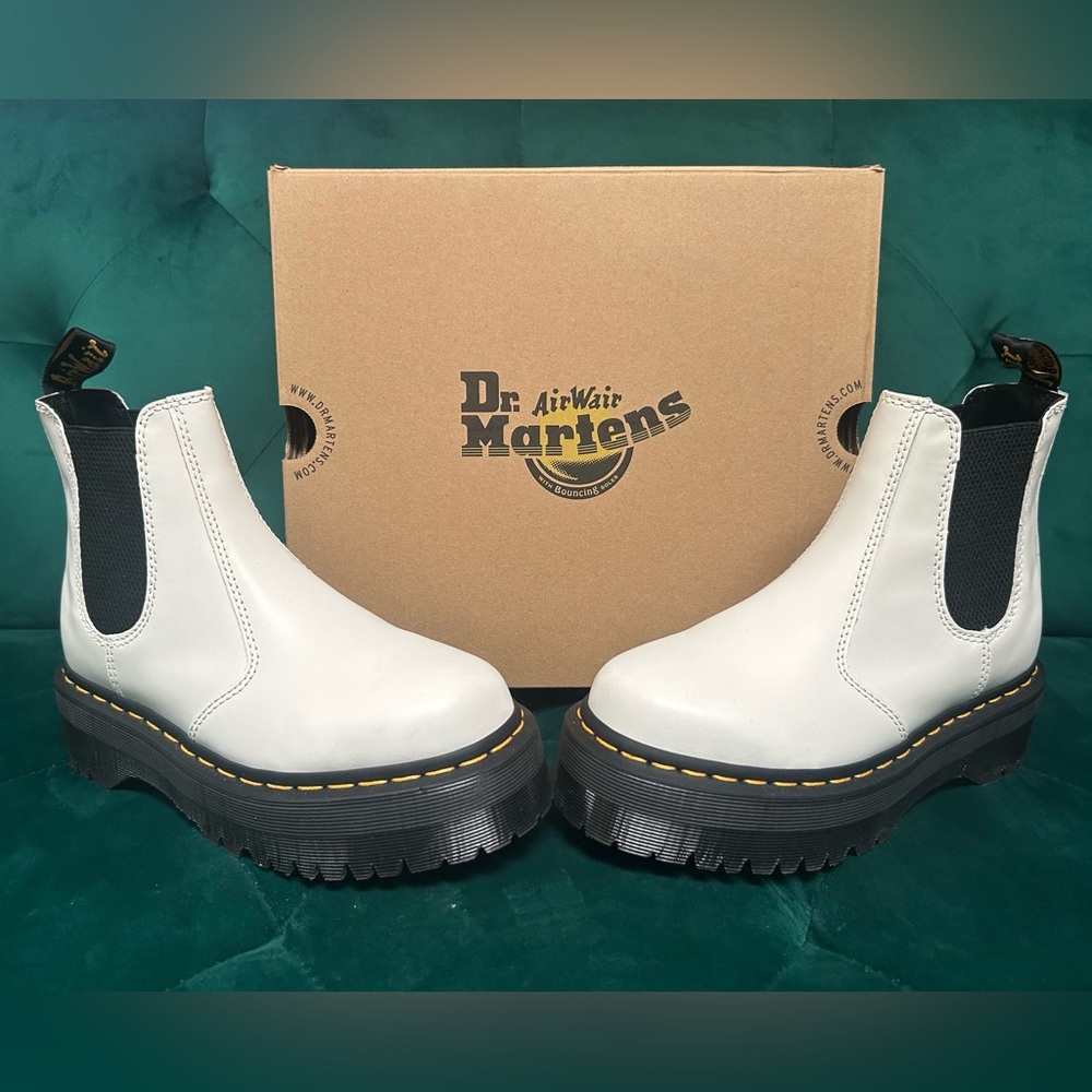 Dr. Martens White and Black Chelsea Boots size 6
